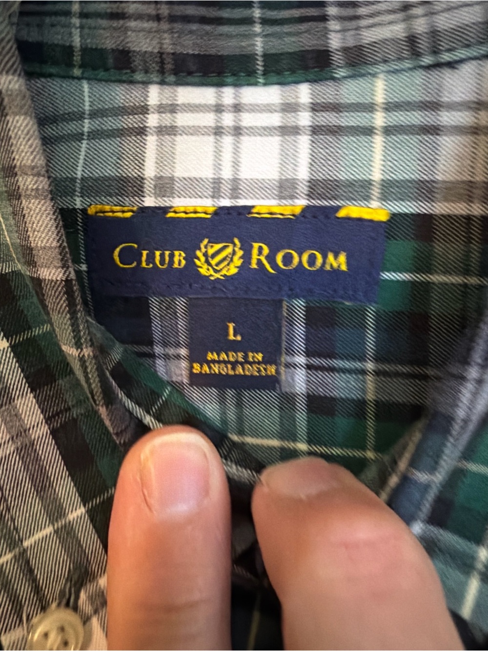 Club Room Green White and Black Plaid Button-Down Shirt - Picture 2 of 2